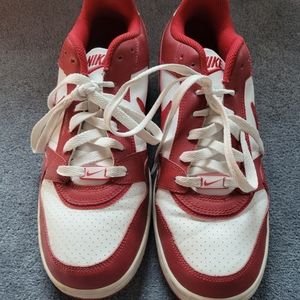 Nike Red and White Sneakers Size 10.